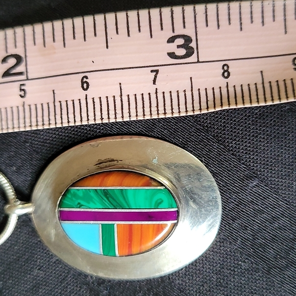 Turquoise Spiny Oyster Malachite SS Pendant - Picture 1 of 4